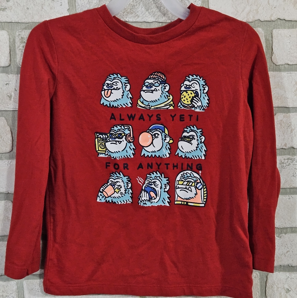 Old Navy Red Yeti Moods Graphic Long Sleeve Tee Size S (6/7)